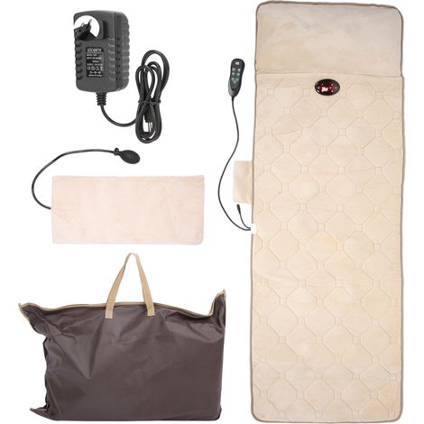 Matelas de massage beige 918SH3, couverture de massage multifonctionnelle pour la nuque, les épaules, le dos, la taille et le corps entier, usage domestique, large plage de tension (100-240 V), norme  (1/5)