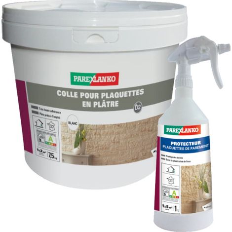 Pack PAREXLANKO - Kleber für Gipskartonplatten weiß - 7,5kg - Schützer für Verblendungsplatten - 1L