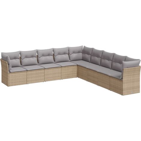 Maison Exclusive - 9-tlg. Garten-Sofagarnitur mit Kissen Beige Po