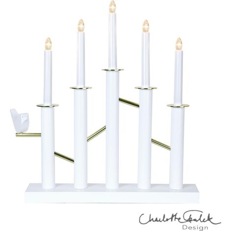 Star Trading LED Lichterbogen Birdy, Weiß-Gold, 5-flammig, Holz, 45cm (1/3)