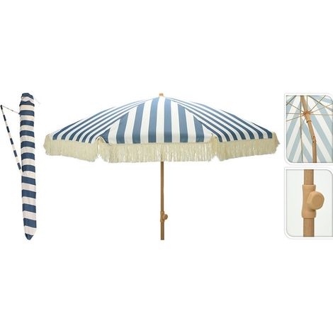 Parasol da giardino in alluminio, righe blu, ø183 x 200 cm