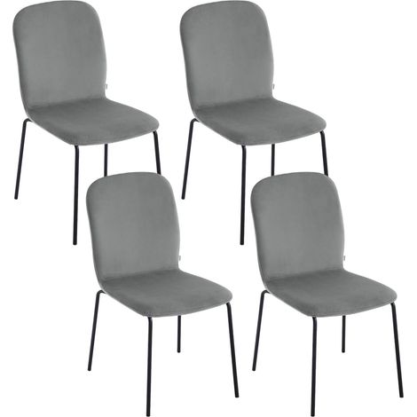 WOLTU Set 4 Sedie Moderne sala Pranzo Salotto Cucina Seduta in Velluto e Metallo, Grigio Scuro (1/5)
