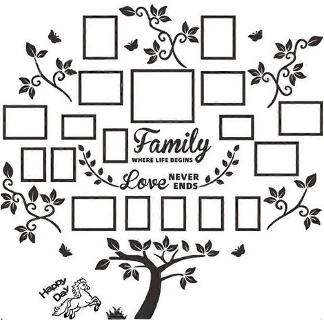 1 Kit de Décoration Murale DIY pour Salon - Arbre Généalogique - Sticker Mural - Cadres Photo 3D - Collage - Décoration Murale pour Salon (1/5)