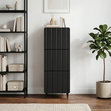 vidaXL Armoire à tiroirs Noir 33 x 34,5 x 92 cm Bois d'ingénierie (1/5)