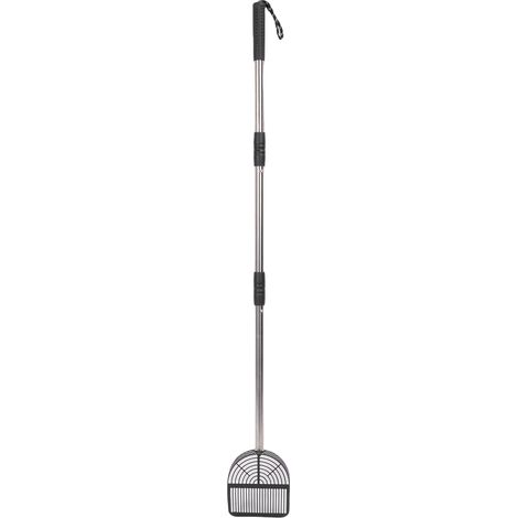Pelle à litière pour chat demi-ronde en acier inoxydable avec manche long amovible, idéale pour les bacs à litière de plage. (1/5)