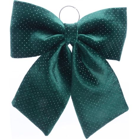 Fiocco di natale imbottito in tessuto con brillantini decorazione natalizia per albero e dietro porta -Verde / 22 cm