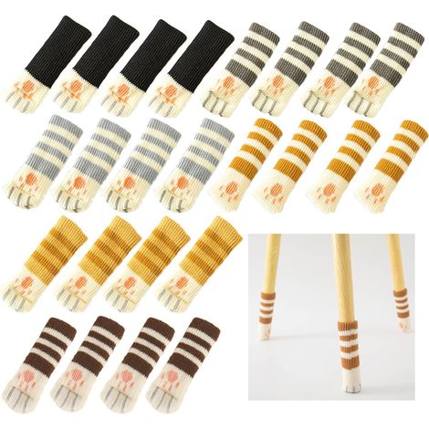 24Pièces Chaussette Chaise, Élastique Chaussette pour Chaise, Tricotage Protection Pied de Chaise, Mignonne Patte de Chat Chaussette de Chaise pour Pieds de Meubles, 1-2CM de Diamètre (1/5)