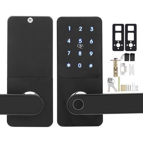 Serrure connectée intelligente Biométrique empreinte digitale Clavier code Carte RFID Bluetooth Zinc alliage pour porte 35-55mm (1/5)