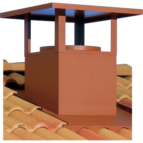 Atlantic – Chapeau de cheminée 125mm – Acier galvanisé – Réglable de 10 à 50% – Sortie toiture rouge (1/3)