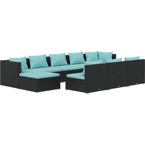 Maison Exclusive - 10-tlg. Garten-Lounge-Set mit Kissen Schwarz P (1/5)