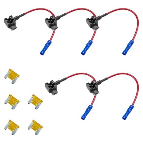 Lot de 5 adaptateurs de fusible 12 V pour voiture, porte-fusible automobile avec fusibles à lame de 5 A, mini ATM APM à profil bas, porte-fusibles à lame pour voitures, camions, bateaux (1/5)