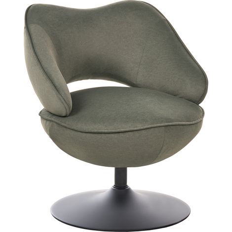 Sillón de terciopelo con base giratoria y respaldo bajo ergonómico verde oscuro Sandet