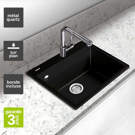 Évier à encastrer 1 Cuve 49x40x20cm - Quartz Noir Mat - Quadra SE FRÉCAN (1/4)