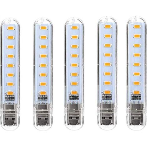 USB LED Lamp, Mini Portable USB LED Lamp, 5 Pieces, for Computer Keyboard, PC, Power Bank (Cool White) [Energy Class G] (1/5)