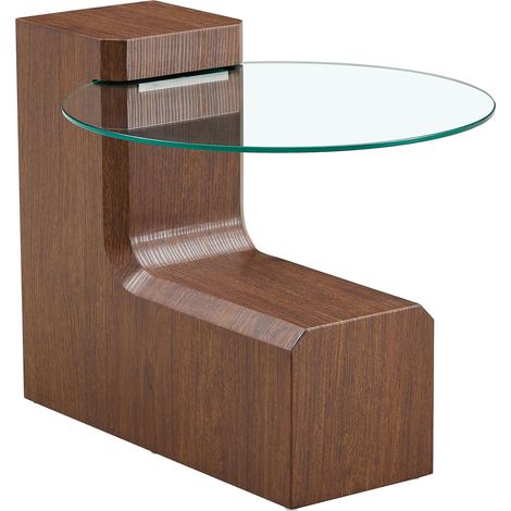 Ensemble de tables basses effet noyer en MDF avec verre sécurit de 0,6 cm, séparables en deux tables d appoint pour salon et séjour (1/5)