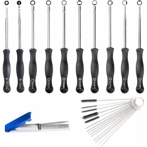 QORVA-LaBlanc - Kit de clé de réglage de carburateur Débroussailleuse et tronçonneuse,lot de 10 Outil de réglage de carburateur avec trousse, brosse et kit d'outils de nettoyage