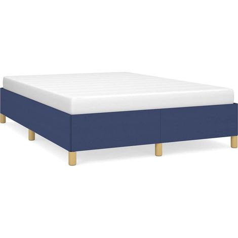 Maison Exclusive - Cadre de lit sans matelas bleu 140x190 cm tissu (1/5)