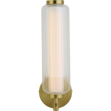 Searchlight Mod Lampada da parete a LED, metallo ottone satinato, acrilico opalino e trasparente (1/4)