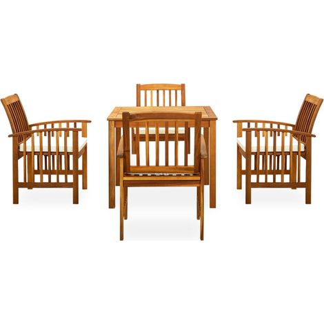 Maison Exclusive - 5-tlg. Garten-Essgruppe mit Kissen Massivholz