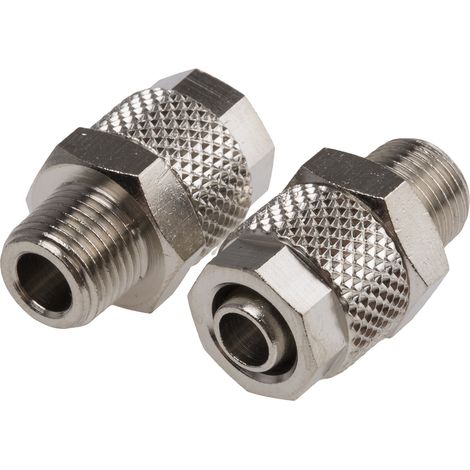 Rs Pro – Adaptateur droit fileté hydraulique vers enfichable 8 mm R 1/8 mâle – Raccord pour compresseur – Température de fonctionnement -18°C à +70°C – Lot de 5