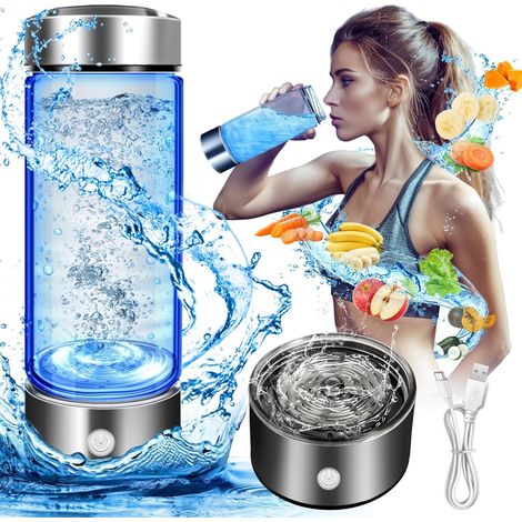 Botella de hidrógeno de 420 ml, máquina ionizadora de agua de hidrógeno portátil, generador de agua de hidrógeno (plata) (1/5)