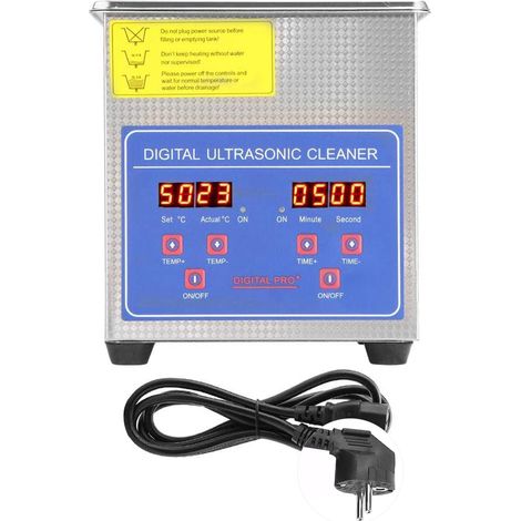 Nettoyeur ultrasonique 1,3L, acier inoxydable, avec chauffage et minuterie, couvercle, qualité industrielle, prise UE 220V (1/5)