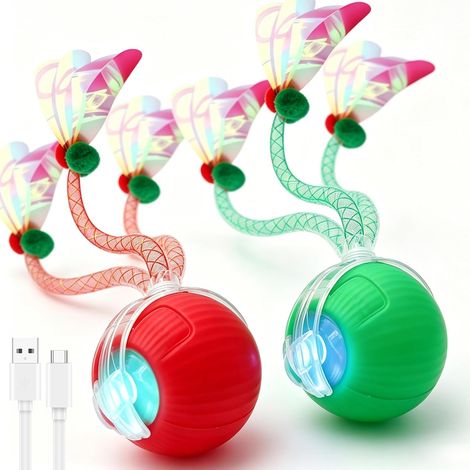 Jouet Chat Interactif 2 Pièces, Balle Automatique USB avec Queue (1/5)