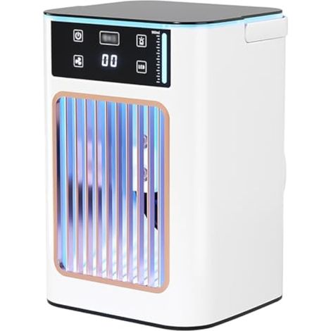 Ventilateur Puissant avec Double Atomisation et Réservoir d'Eau 900mL, Silencieux pour Chambre, Lumière de Nuit 7 Couleurs - KZQ (1/5)