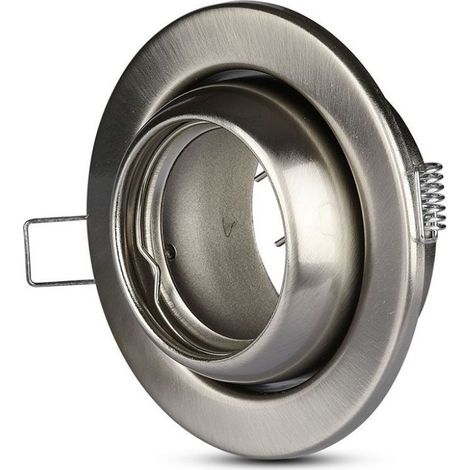 V-TAC Runder LED-Einbaustrahlerhalter, GU10 und GU5.3 (MR16), Satin-Nickel, verstellbar