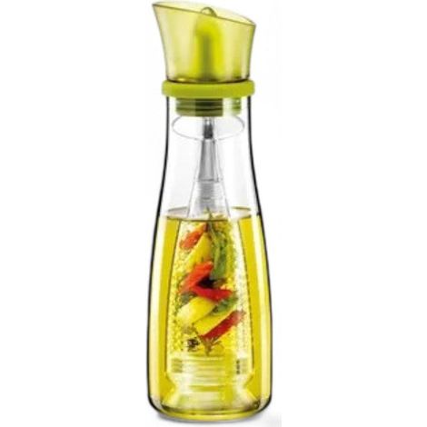 Oliera in vetro 500 ml con beccuccio versatore in silicone verde vitamino (1/4)
