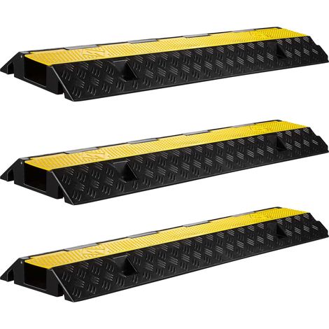 Wiltec Pont pour câbles 98 x 26 x 6,5 cm, 3 pièces, goulotte pour câbles, capacité de charge 15 t, protection contre les chocs jusqu'à 30 km/h, protection anti-dérapante en PP et caoutchouc (1/5)