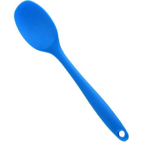 Cuillère à soupe en silicone à long manche antiadhésive pour enfants (bleue)-20.60X4.40X1.00CM-Blue (1/3)