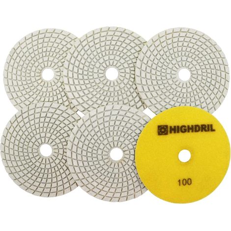 Tampons diamantés 125 mm pour polissage humide 6 pièces, disque de polissage grain 100 pour granit, marbre, quartz, pierre artificielle pour meuleuse (1/5)