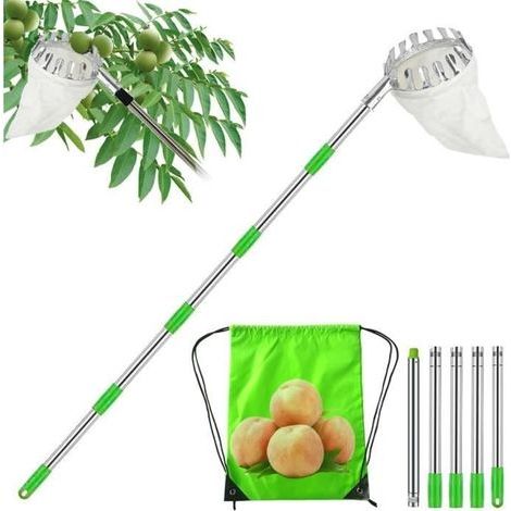 Cueille Fruit Telescopique,2M Cueilleur de Fruits Amovible,Perche Cueille Fruits Telescopique,Cueille Cerise,Ramasse Pomme (1/4)