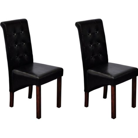 Juego de 2 sillas de cocina comedor respaldo acolchado en sintética negra CDS020849