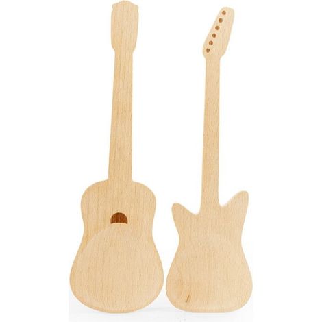 Salatbesteck - Gitarre - Holz - 2 Teile - Natur - Nicht spülmaschinenfest