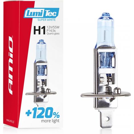 Bombilla halógena H1 12V 55W LumiTec Super Blanca +120% amio-02135 (1/3)