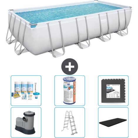 Piscine Rectangulaire Bestway Power Steel - 549 x 274 x 122 - Grise - Comprend des Accessoires CB31 (1/4)