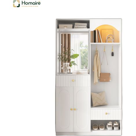 Aufbewahrungsschrank weiß aus MDF 100 x 35 x 180 cm HOMAIRE (1/5)