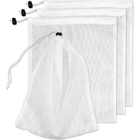 Lot de 4 Sacs en Maille de Rechange pour aspirateur Piscine, Filet Fin pour aspirateur Feuilles de Piscine avec Cordon Verrouillage, Sac filtrant pour aspirateur de Piscine, Sac de Nettoyage (1/5)