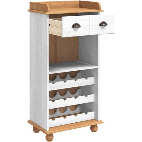 Meuble Bar avec Comptoir en Bois Couleur Miel, Armoire de Rangement Blanche Style Scandinave pour Salon ou Cuisine (1/5)