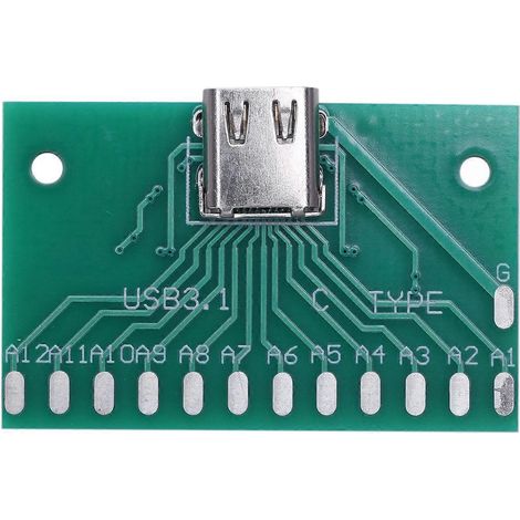 Connecteur femelle USB-C 3.1 Type C 24 broches à monter soi-même avec circuit imprimé (1/5)