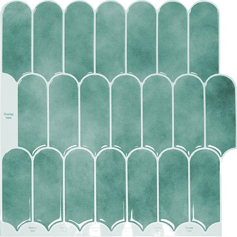 Papier Peint Carrelage Autocollant Vert 30 x30 cm Style Mosaïque Sticker Mural Film Décoratif Imperméable pour Carreaux de Mur de Salle de Bains et de Cuisine