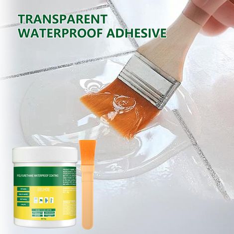 Transparente, wasserdichte Dichtungsmasse, geeignet für Außenwände, Badezimmer, Toiletten und Ziegelwände auslaufsichere und durchdringungssichere Beschichtung - 30 g + Pinsel. -- DE (1/5)