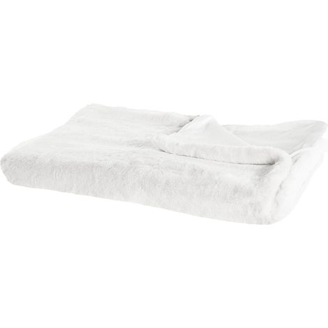 Coperta di Plaid Decorativa da Soggiorno 200 x 220 cm Bianca Chaab