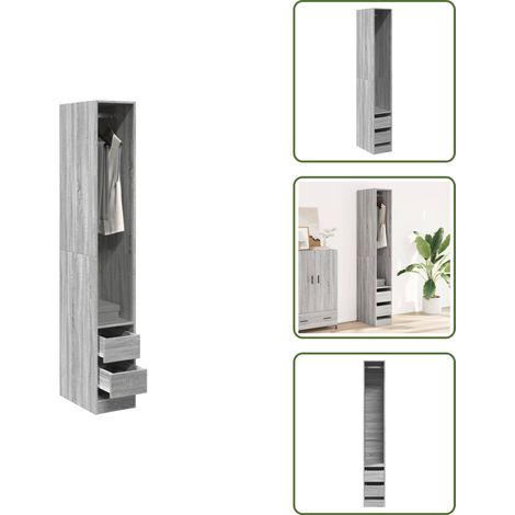 Kleiderschrank Grau Sonoma 30x50x200 cm Holzwerkstoff - Kleiderschrank - Kleiderschränke - Schrank - Kleider Organizer (1/5)