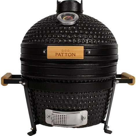 Barbecue céramique kamado compact 16'' pour grillage et fumage – Surface de cuisson 34 cm – Isolation thermique optimale – Noir mat (1/5)
