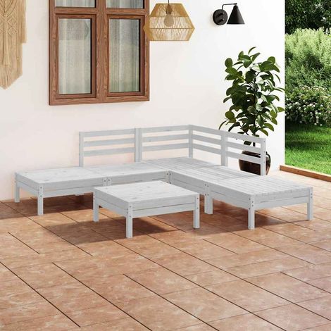 vidaXL Juego de muebles de jardín 6 piezas madera maciza pino blanco (1/4)