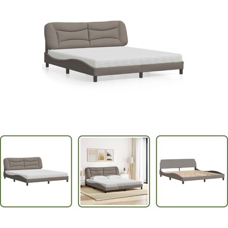 Schlafzimmer - Bett mit Matratze "Hvar" Taupe 180x200 cm Stoff (1/5)