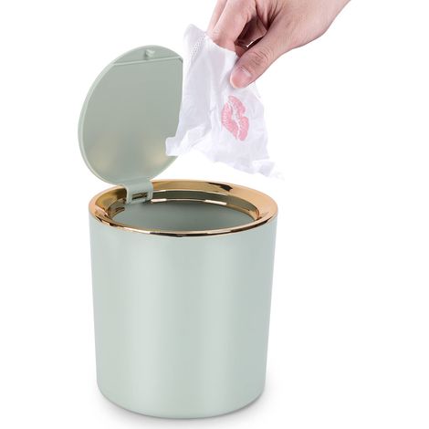 Poubelle de table avec couvercle, mini poubelle de table 2,6 L, petite poubelle à papier pour bureau, salle de bain, table à langer, cuisine